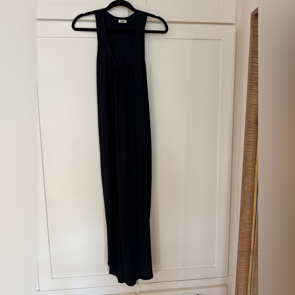 L’Agence Draped Racerback Navy Dress